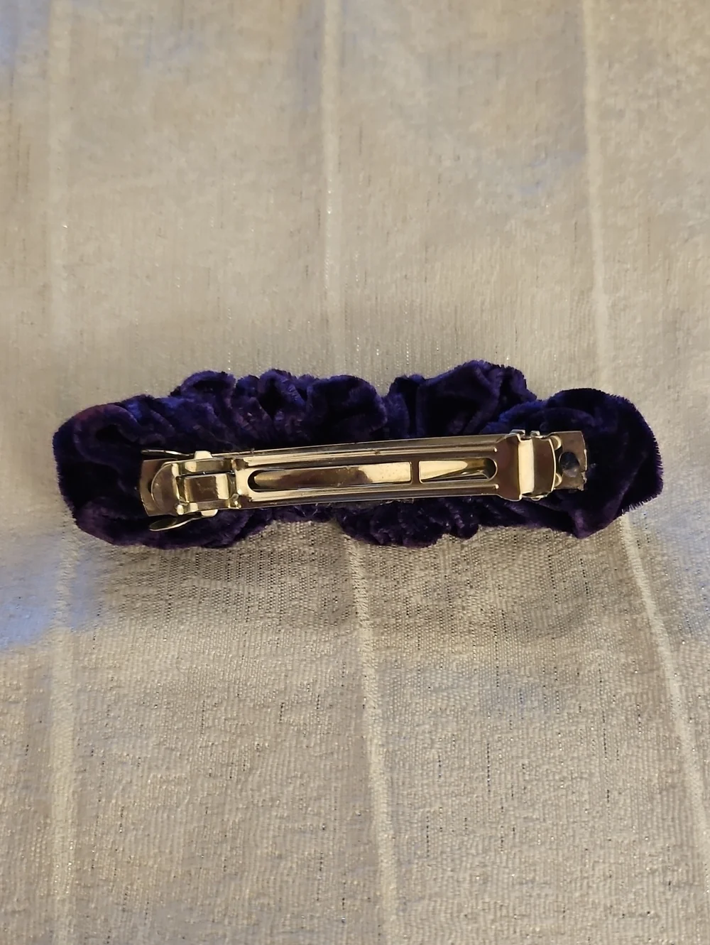 Vintage Dark Purple Velvet Ruffle Hair Barrette